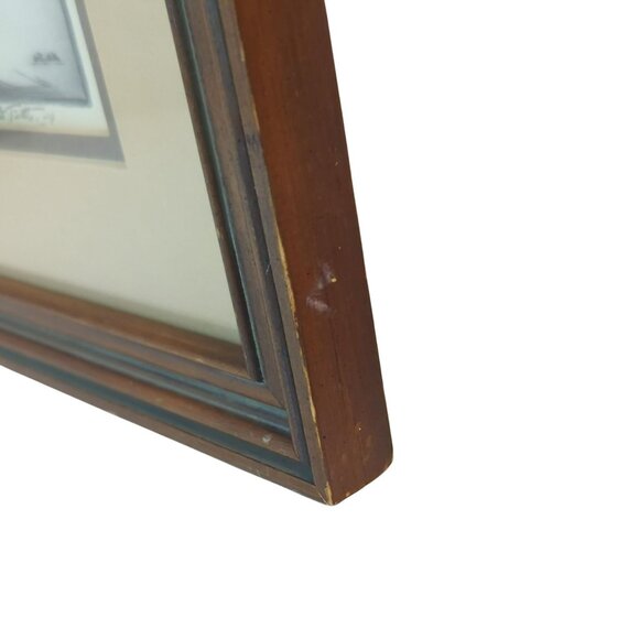 Vintage Blossom Time Drypoint By Walter Tittle In Brown Wooden Matted Frame - Picture 8 of 9